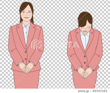 スーツの女性 両手を重ねた陳謝(ピンク) スーツの女性 両手を重ねた陳謝(ピンク) 40343165