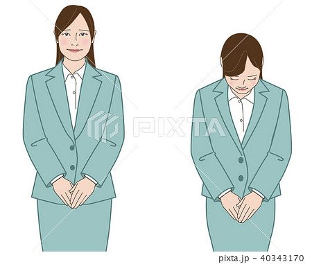 スーツの女性　両手を重ねた陳謝（もえぎ） 40343170