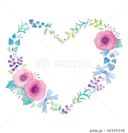 花のハートのイラストのイラスト素材 40345346 Pixta