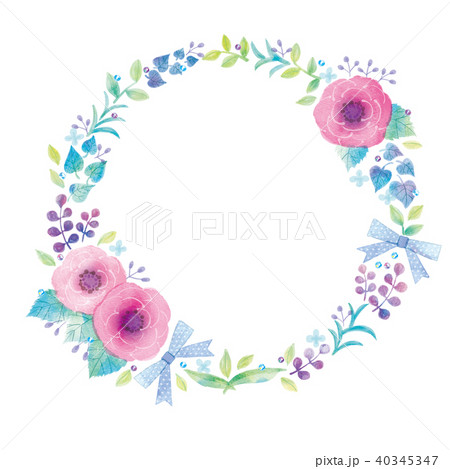 花のリースのイラストのイラスト素材