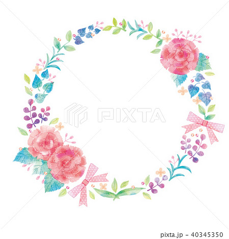 花のリースのイラストのイラスト素材