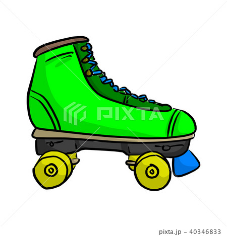 Green Retro Roller Skate Vector Illustration のイラスト素材