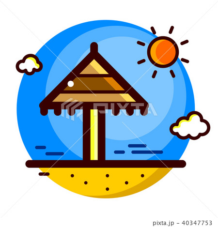 Straw umbrella on sunny beach vector illustration Straw umbrella on sunny beach vector illustration 40347753