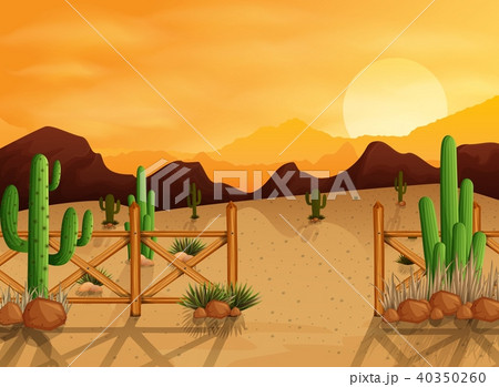 Desert landscape background with cactuses, hills, Desert landscape background with cactuses, hills, 40350260