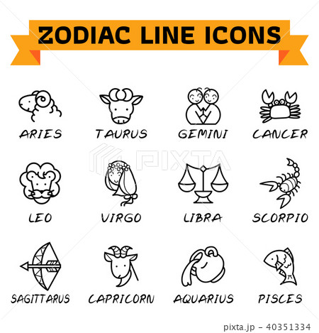 Zodiac Line Icons 40351334