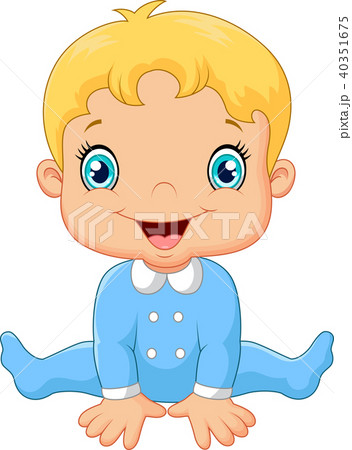 Cartoon baby boy wearing blue pajama Cartoon baby boy wearing blue pajama 40351675