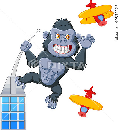 Cartoon Gorilla Above The Buildingのイラスト素材