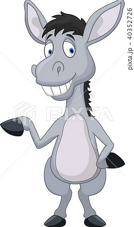 Cute donkey cartoon waving hand 40352726