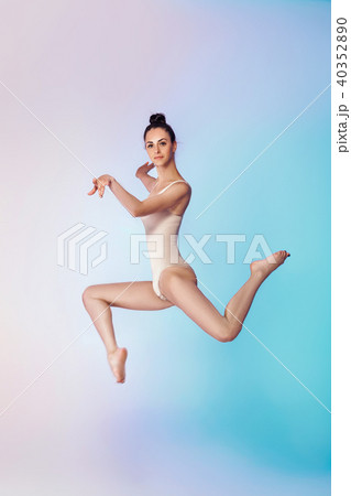 slim gymnast in beige swimsuit slim gymnast in beige swimsuit 40352890
