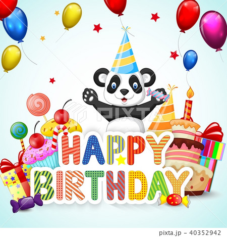 Birthday background, with happy cartoon panda 40352942