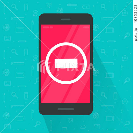 Danger sign on smartphone vector, flat cartoon mobile phone with dangerous connection or data symbol 40353223