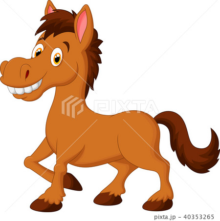 Cute cartoon brown horse 40353265