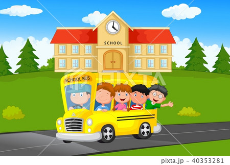 Illustration of School Kids Riding a School bus 40353281