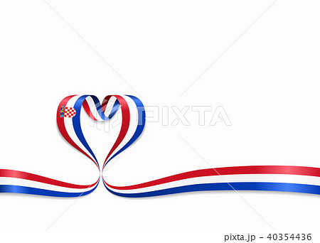 Croatian flag heart-shaped ribbon. Vector illustration. 40354436