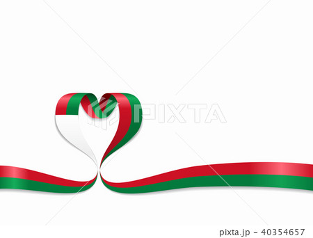 Madagascar flag heart-shaped ribbon. Vector illustration. 40354657