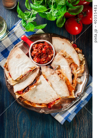 Mexican Quesadilla with chicken and chorizo 40355481