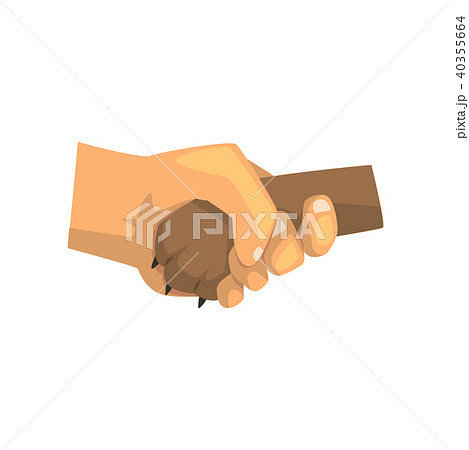 paw and human friendship,...のイラスト素材 [40355664] - PIXTA