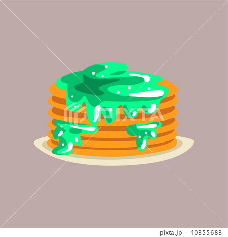 Fresh tasty pancakes with jam on a plate, traditional breakfast food vector Illustration 40355683