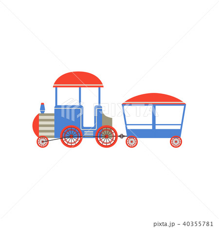 Kids toy train, blue and red cartoon railroad toy with locomotive vector Illustration on a white 40355781