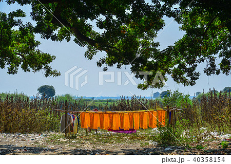 Drying fabric after traditional dye process shot 40358154