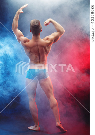 Back view of muscular ripped man bodybuilder with perfect body p Back view of muscular ripped man bodybuilder with perfect body p 40359636