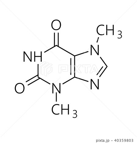 Caffeine molecule. Simple chemical skeletal formula. Vector illustration. 40359803