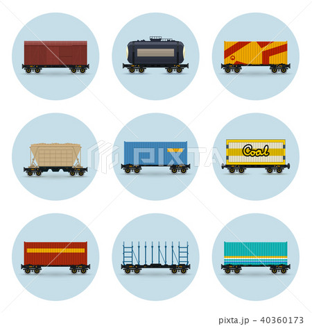 Set of Icons, Freight Rail Wagons Set of Icons, Freight Rail Wagons 40360173