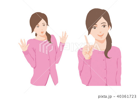 女性　驚き＋指差しセット 40361723