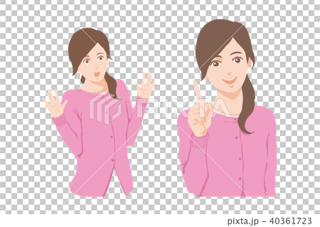 女性　驚き＋指差しセット 40361723