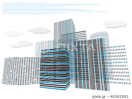 ベクター ビル ストライプ ドット シルエット ビジネスのイラスト素材