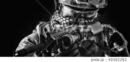 Macro portrait of handsome military man 40362262