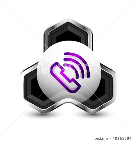 Old fashioned phone button, call center support icon 40365294