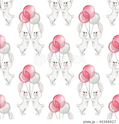 Seamless pattern with cartoon white rabbits Seamless pattern with cartoon white rabbits 40366627
