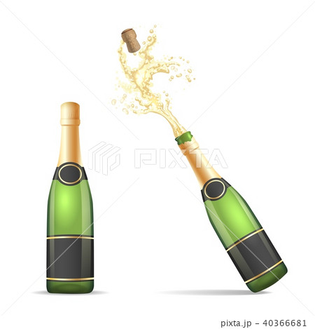 Champagne bottle with popping cork Champagne bottle with popping cork 40366681