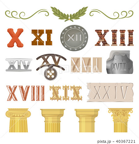 Ancient vector historical antique architecture of rome empire and roman numbers illustration 40367221