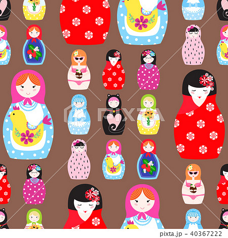 Matryoshka vector traditional russian nesting doll toy with handmade ornament figure pattern with Matryoshka vector traditional russian nesting doll toy with handmade ornament figure pattern with 40367222