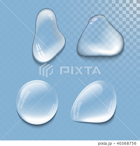 Realistic pure and transparent water drops set vector illustration wet light abstract macro fresh 40368756