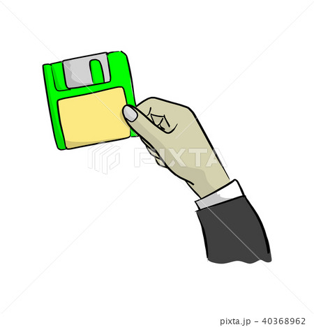 hand of businessman holding green diskette hand of businessman holding green diskette 40368962
