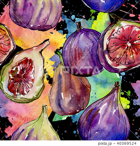 Exotic figs wild fruit in a watercolor style pattern. Exotic figs wild fruit in a watercolor style pattern. 40369524