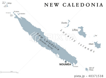 New Caledonia political map gray 40371538