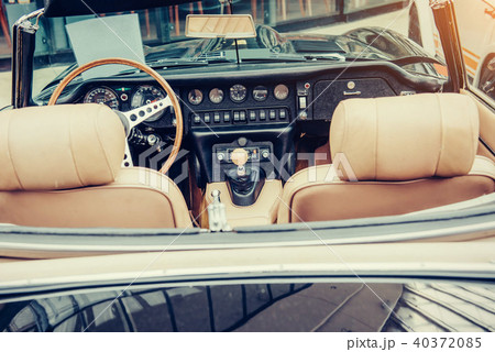Luxury car interior. Beautiful retro style transport exhibition Luxury car interior. Beautiful retro style transport exhibition 40372085