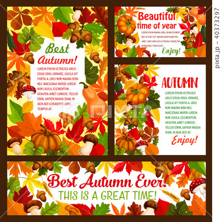 Autumn maple leaf, acorn and pumpkin vector poster Autumn maple leaf, acorn and pumpkin vector poster 40373297