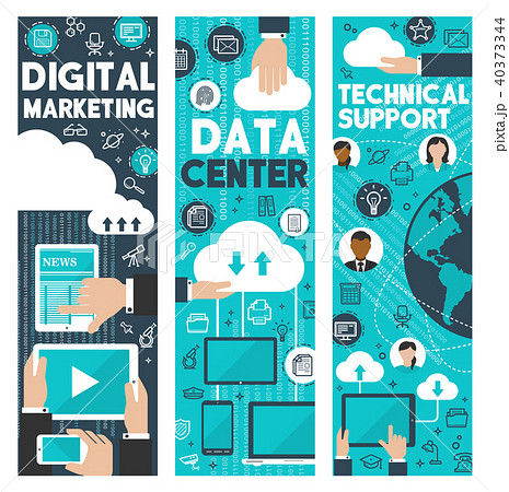 Digital marketing data web center vector banners Digital marketing data web center vector banners 40373344
