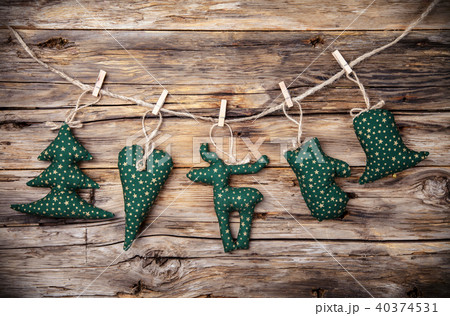 Hand made traditional christmas decoration on wood 40374531