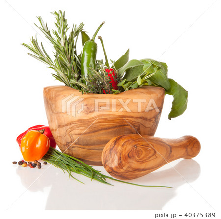 Wooden mortar isolated on white background Wooden mortar isolated on white background 40375389
