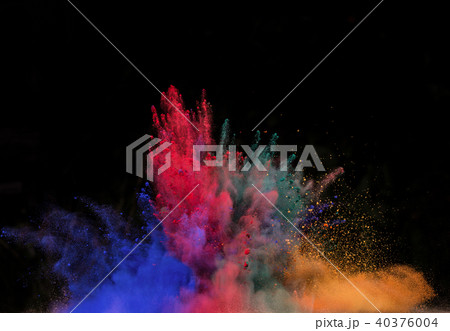 colored dust explosion on black background 40376004