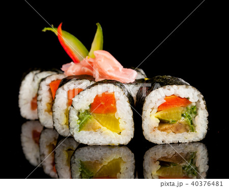 Sushi pieces on black background 40376481