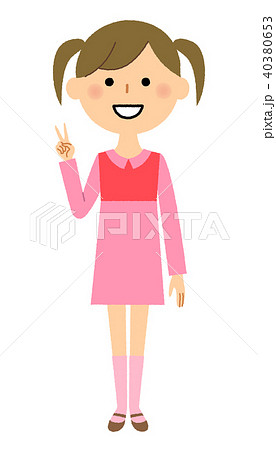 女の子　Vサイン　ピース 40380653