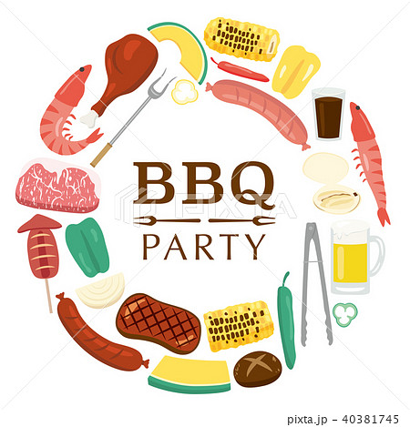 バーベキュー Bbq フレーム素材のイラスト素材 40381745 Pixta