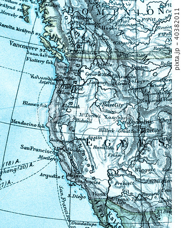 古地図 アメリカ西海岸の写真素材